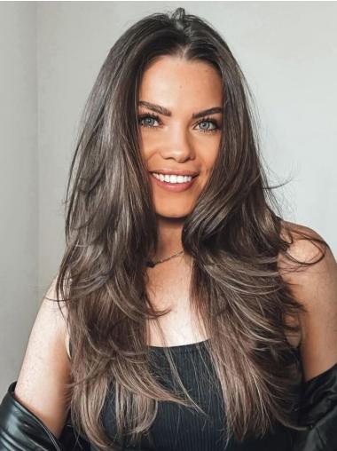 Brown Long Wig 22" Wavy Synthetic Monofilament Wigs