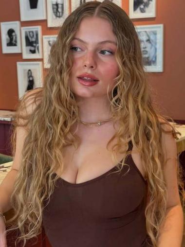 Long Blonde Curly Wig 24" Lace Front Layered Wigs