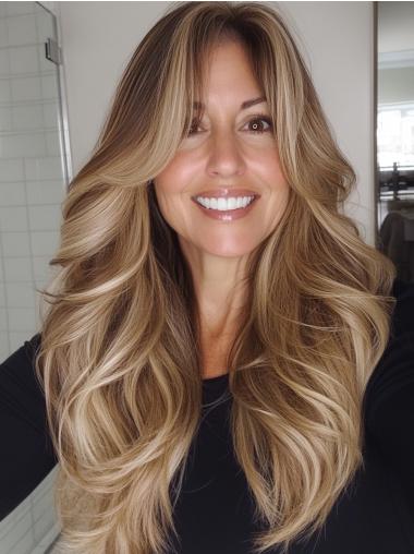 Human Hair Wigs Long Blonde Layered Lace Front 20" Wigs