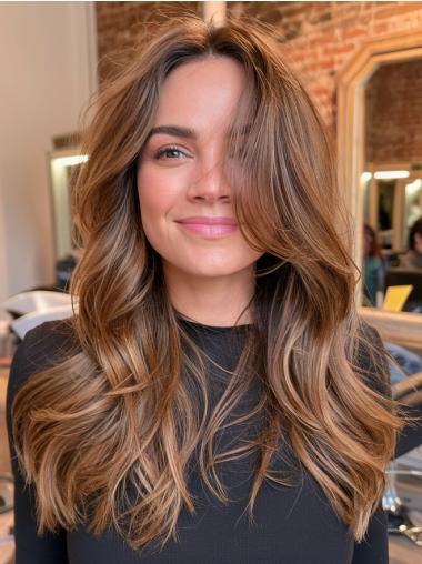 Long Blonde Hair Wigs Synthetic Without Bangs Wavy Monofilament Wigs