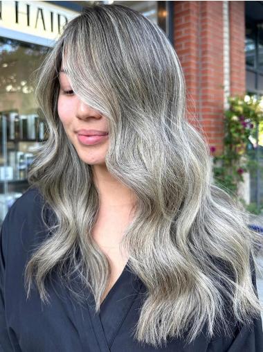Long Salt And Pepper Wigs 20" Monofilament Layered Wigs