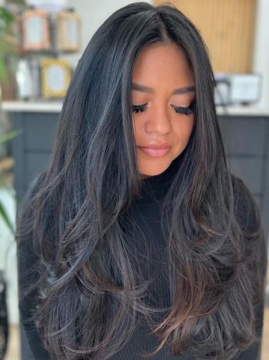 Extra Long Black Wig Synthetic 22" Monofilament Wigs