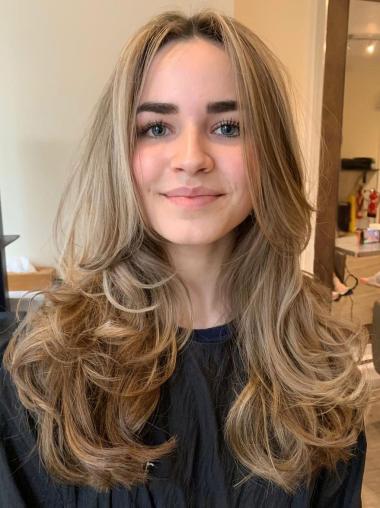 Long Wavy Wigs 20" Blonde Synthetic Monofilament Wigs