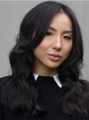 Black Wig Long Wavy Layered 18" Lace Front Wigs