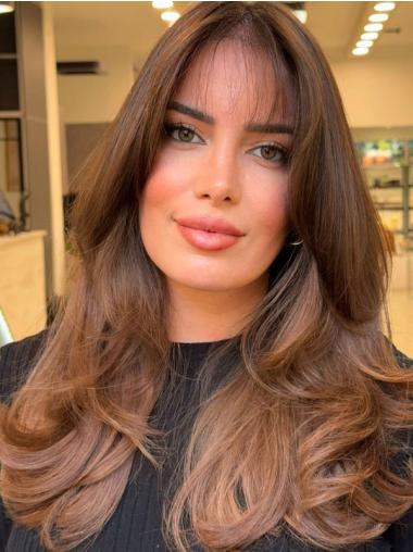 Brown Long Wig Lace Front 18" Wavy Wigs