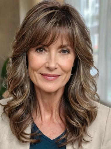 Long Blonde Human Hair Wigs Layered Monofilament 16" Wigs