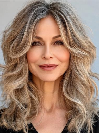Real Hair Wigs Long Layered Monofilament 16" Wigs