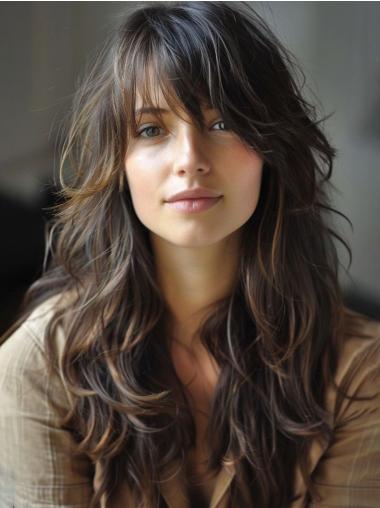 Real Long Hair Wigs With Bangs 20" Monofilament Wigs