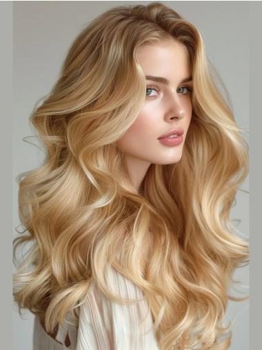 Long Blonde Wigs For Sale Lace Front 20" Layered Wavy Wigs