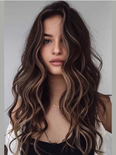 Wigs With Bangs Long Layered Wavy 20" Lace Front Wigs