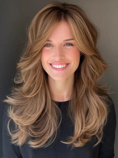 Long Hair Wigs That Look Real Layered Lace Front 20" Wigs