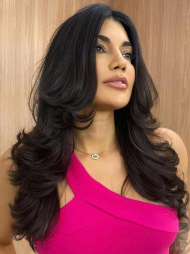 Extra Long Black Wig Synthetic Monofilament 22" Wigs