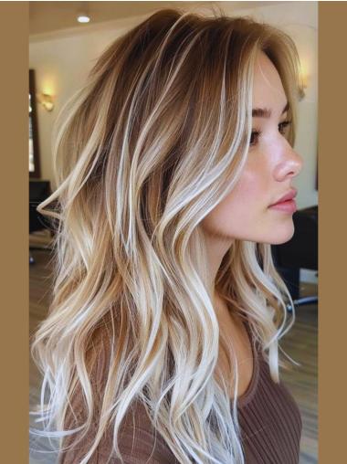 Real Hair Wigs Long Wavy Lace Front Layered Wigs