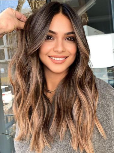 Long Layered Human Hair Wigs Wavy Monofilament Layered Wigs