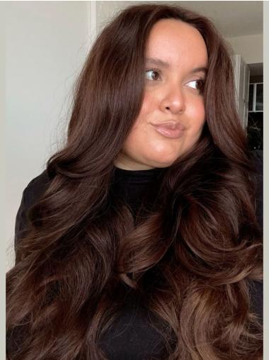 Dark Brown Long Wig Monofilament Wavy 24" Synthetic Wigs