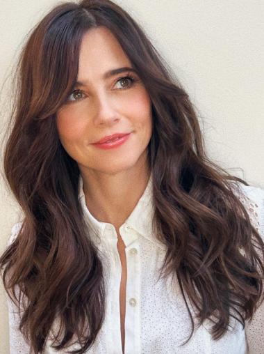 Long Natural Hair Wigs Lace Front 20" Layered Wavy Wigs