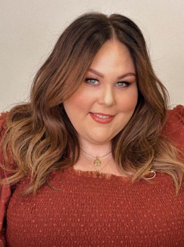 Long Brown Wigs Lace Front 16" Layered Wavy Wigs