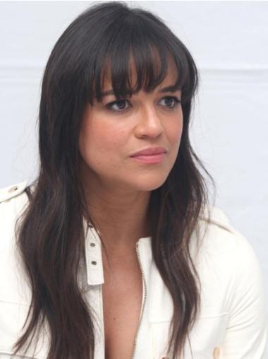 Long Black Human Hair Wig Lace Front 20" Wavy Wigs