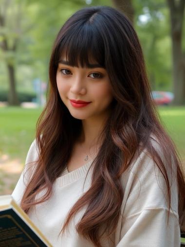 Wigs Long Hair Monofilament Ombre/2 tone 20" Remy Human Hair Wigs