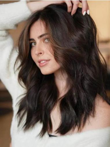 Long Natural Wigs Layered Wavy 18" Lace Front Wigs