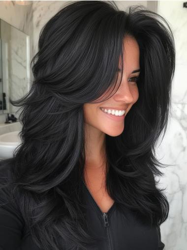 Black Long Wigs Synthetic Monofilament 18" Wigs