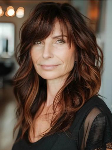 Long Wigs With Bangs Lace Front Blonde 16" Remy Human Hair Wigs