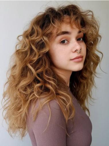Long Blonde Curly Wigs 16" Lace Front Synthetic Wigs