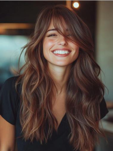 Long Wavy Wigs For Sale Lace Front Brown 22" Remy Human Hair Wigs