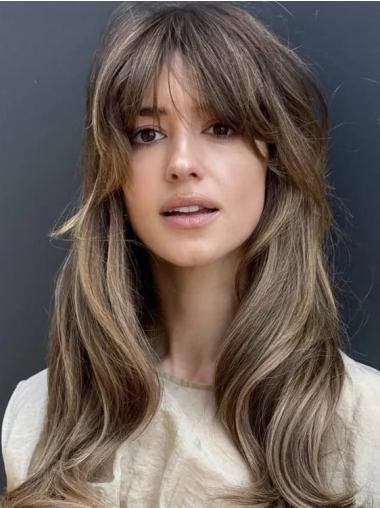 Natural Long Wigs Lace Front Brown 18" Remy Human Hair Wigs