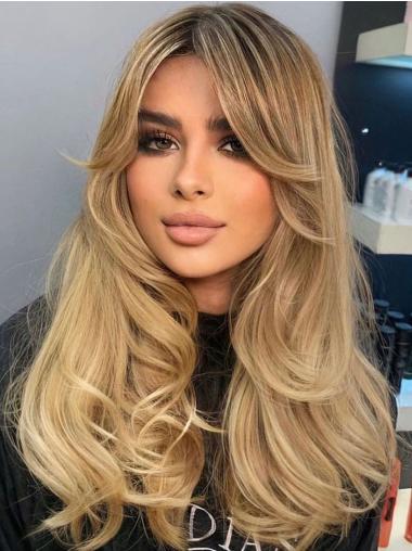 Long Layered Wigs Blonde Wavy 18" Remy Human Hair Wigs