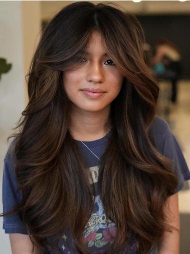 Wig Long Hair Monofilament Brown 22" Synthetic Wigs