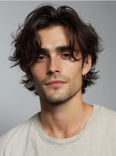 Men's Wigs For Sale Remy Human Hair Wavy With Bangs Black Short Wigs