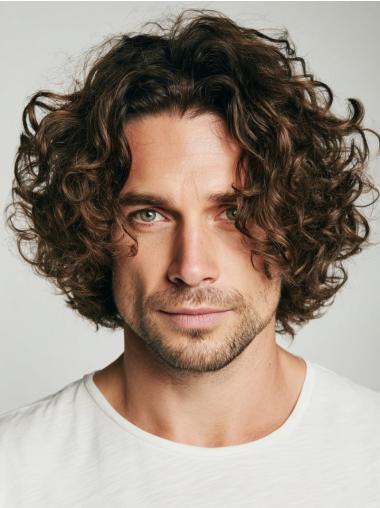 Mens Cancer Wigs 8" Short Synthetic Monofilament Brown Wigs