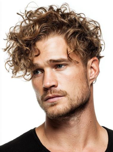 Men's Hair Wigs Synthetic Curly Layered Blonde Short Wigs