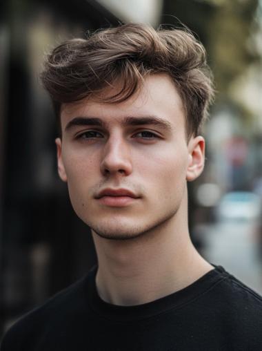 Male Wigs That Look Real Human Hair Wavy With Bangs Brown Cropped Wigs