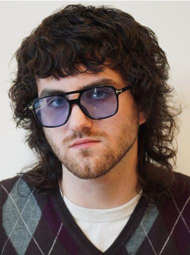 Men's Wigs For Sale Layered Brown Wavy Synthetic Monofilament Wigs