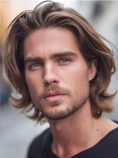 Wigs Male Layered Brown Wavy Synthetic Lace Front Wigs