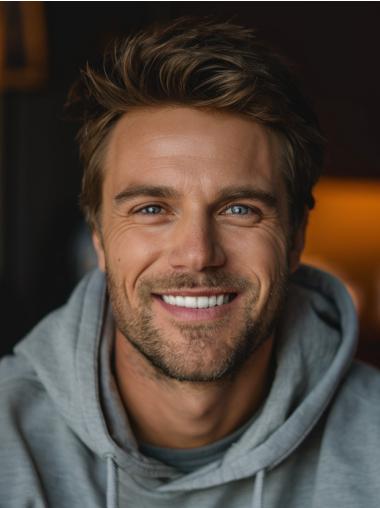 Mens Brown Wig Lace Front Wavy Boycuts 4" Wigs