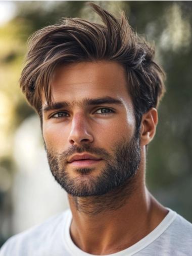 Human Hair Mens Wigs Lace Front Straight Boycuts 6" Wigs