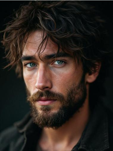 Lace Front Wig Male Layered 6" Wavy Synthetic Wigs