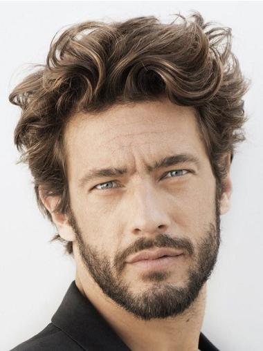 Mens Wigs Online Brown Short 6" Wavy Layered Wigs