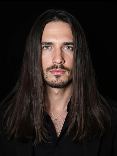 Long Hair Wig For Men Brown Straight 16" Synthetic Wigs