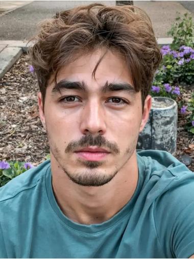 Lace Front For Men Wigs Brown Straight Remy Human Hair Boycuts Wigs