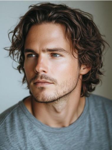 Synthetic Mens Wigs Lace Front Wavy Brown Short Wigs