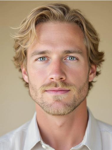 Lace Wigs For Men Blonde Wavy Synthetic Layered Wigs
