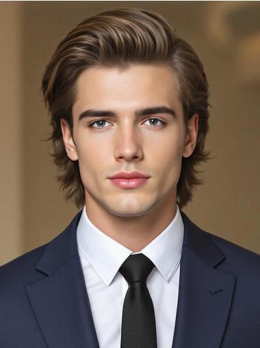 Black Wigs For Men Lace Front Straight Layered 6" Wigs