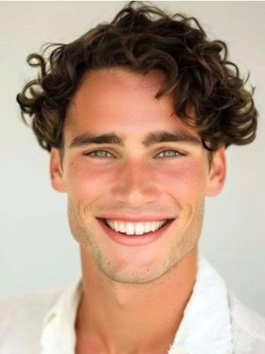 Male Wigs Lace Front Wavy Brown Cropped Wigs