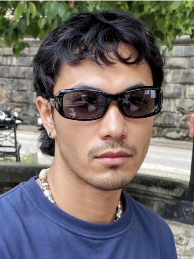 Wigs For Men Synthetic Wavy With Bangs Black Cropped Wigs