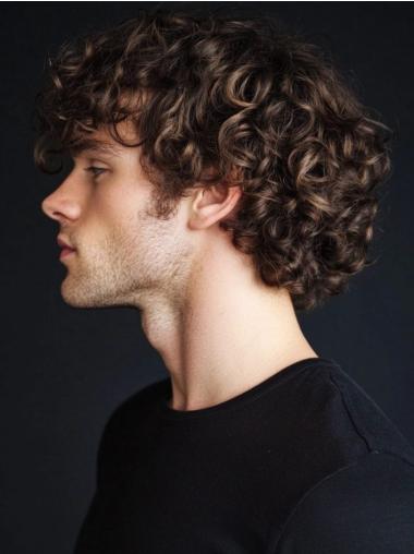Realistic Mens Wigs 8" Lace Front Curly Layered Wigs