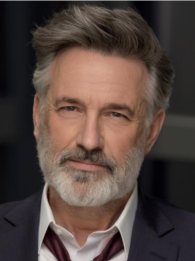 Wigs For Balding Men Synthetic Cropped Monofilament Straight Wigs